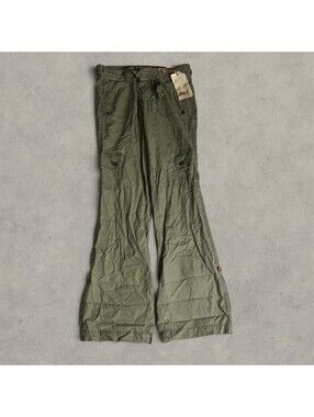 Lei Green Cargo Pants Flared Leg Belted Waist Size 5